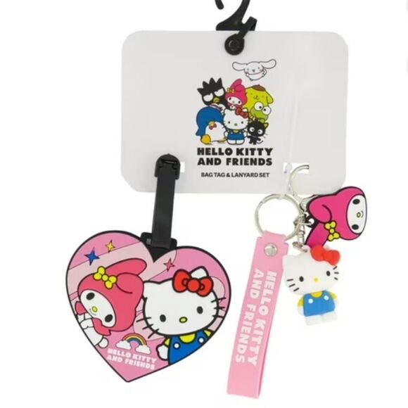 Hello Kitty & Friends My Melody & Hello Kitty Heart Bag Tag & Lanyard Set - Picture 2 of 8